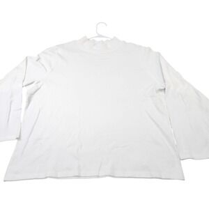 St Johns Bay Shirt Womens 3X Plus White Classic Mock Neck Long Sleeve Top